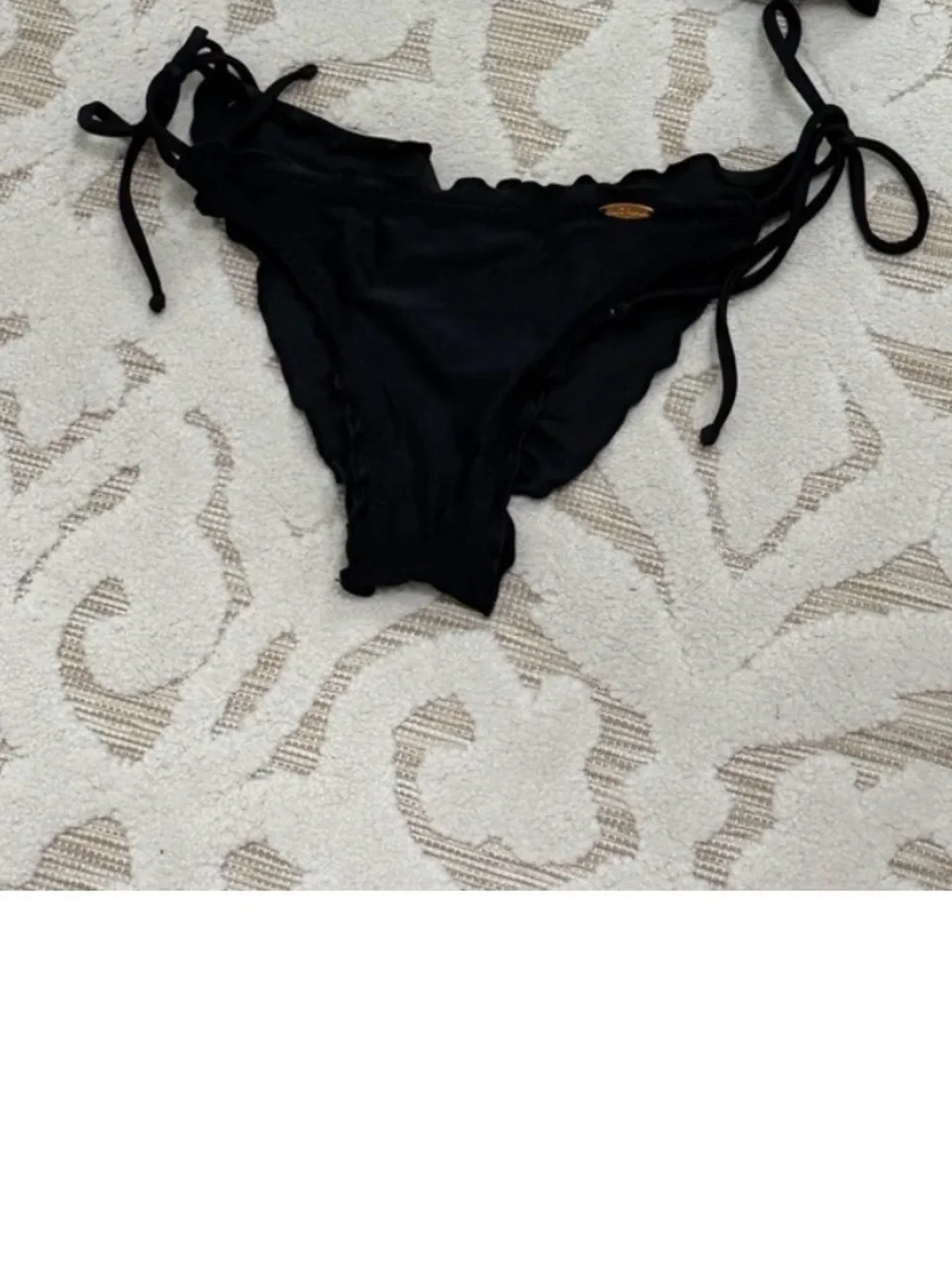 Luli Fama Black Tie-Side Scrunch Bikini Bottoms small - Picture 1 of 4